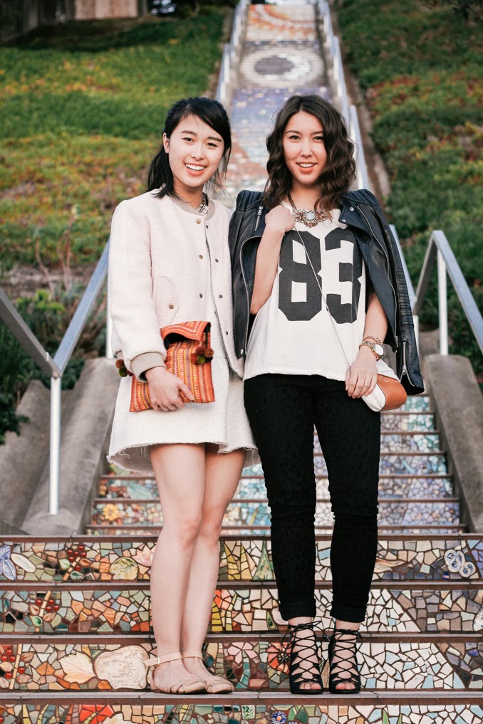 readytwowear-whitney-and-mallory readytwowear, san francisco fashion blog, bay area style, athletic chic, sf street style, san francisco mosaic stairs