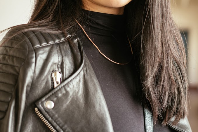 leather and turtleneck old navy necklace, asos cropped turtleneck style, sf fashion blogger