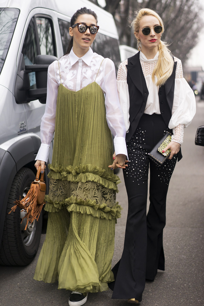 Layered tube top over white button up